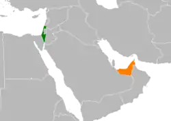 Lage von Israel und der Vereinigten Arabischen Emirate