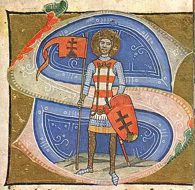 Image 27King Stephen I of Hungary, patron saint of Kings (from the Chronicon Hungariae Pictum). (from History of Hungary)