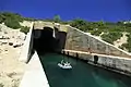 Submarine bunker, military installation left from Yugoslav army times