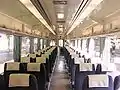 Interior of KiHa 110–0 series car in July 2000