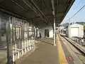 A view of the platform. Note the elevator and the siding on the right.