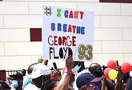 A memorial vigil at Yates High School, from which Floyd graduated, in Houston, Texas