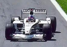 Jacques Villeneuve driving the BAR 003 in the same race