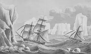 Image 70James Weddell's second expedition in 1823, depicting the brig Jane and the cutter Beaufroy (from Southern Ocean)