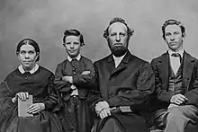 From left to right: Ellen G. White ― William C. White ― James S. White ― James E. White.