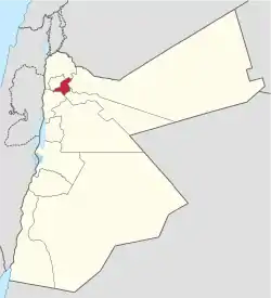 Location of Jerash Governorate in Jordan