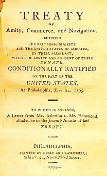 Facsimile of the first page of the Jay Treaty