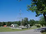 Steel frame used to suspend maintenance rigging from the top of the monument