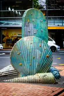 A picture of the sculpture - Shells - in Lambton Quay Wellington