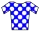 A blue jersey with white polka dots.