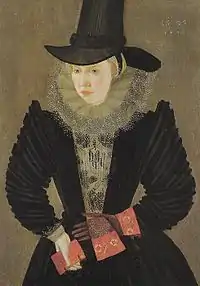 Green ruff trimmed with lace, England, 1596