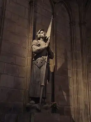 Statue of Joan of Arc in Notre-Dame's interior