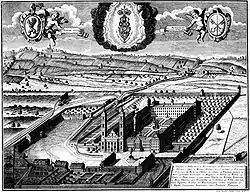 Engraving of Weissenau Abbey, Johann Mathias Steidlin, 1734