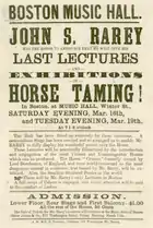 John S. Rarey's lectures and exhibitions of horse taming, ca.1865