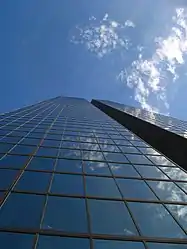 Cloud reflections on the glass sheathing