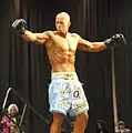 Wrestler John Quinlan in Low-rise boxing shorts