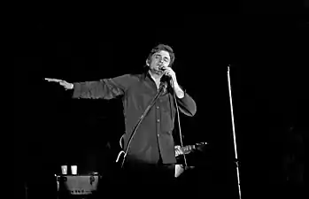 Country-western singer Johnny Cash called himself "the man in black". Image of his performance in Bremen, Northern Germany, in September 1972.