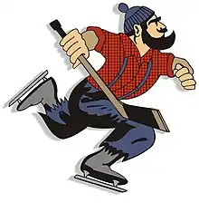 Johnny Canuck, as a Hockey Playing Lumberjack, by Harold Berndt, Dec 1996.