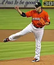 José Fernández in the orange alternate uniform