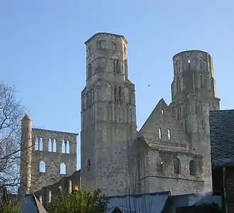 Ruins of Jumièges Abbey (1040–1067), built by the Dukes of Normandy