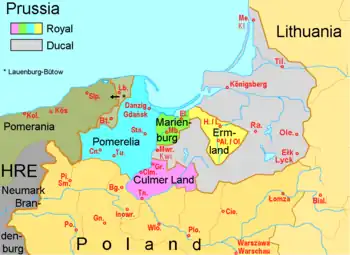 Pomerelia while part of Royal Prussia, a former province of the Kingdom of Poland