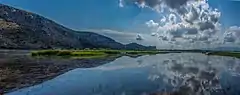 Panoramic view of Prokopos Lagoon, Achaia, Western Greece Prefecture, Greece.