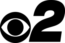 A CBS eye next to a slightly squished bold italic numeral 2"