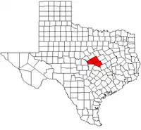 Map of Texas highlighting the Killeen-Temple Metropolitan Area