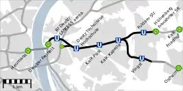 Map of the tunnel under Deutz and Kalk