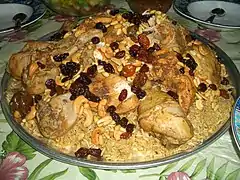 Kabsa also called Majboos, famous in Saudi Arabia, Kuwait, Qatar, Oman, Bahrain, and United Arab Emirates