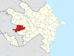 Map of Azerbaijan showing Kalbajar District