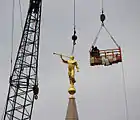 Installation of Angel Moroni statueMarch 24, 2011