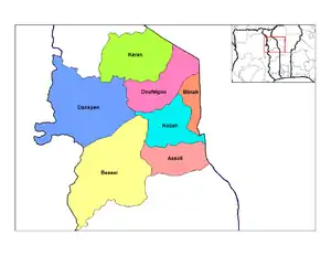 Location of the prefecture in the Kara Region