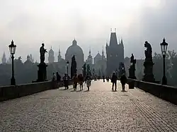 The Charles Bridge, famous Prague's historical sight