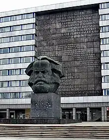 Image 15GDR era Karl Marx monument in Chemnitz (renamed Karl-Marx-Stadt from 1953 to 1990). (from History of East Germany)