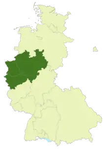 Map of Germany: Position of the Oberliga West highlighted