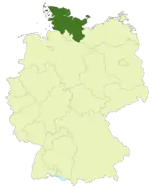 Map of Germany:Position of Schleswig-Holstein highlighted