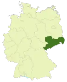 Map of Germany with the location of Saxony highlighted