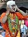 A person preparing for the play