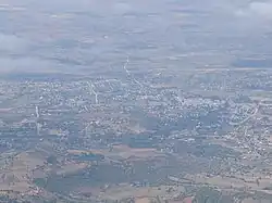 An aerial view of the town as seen from Mount Hanang.