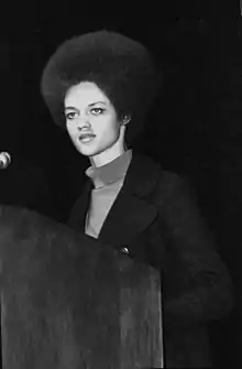 Image 12Kathleen Cleaver delivering a speech, 1971 (from African-American women in the civil rights movement)