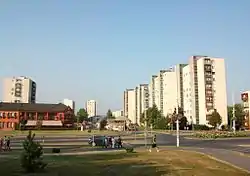 Egressy Béni street with typical concrete block of flats called Panelház