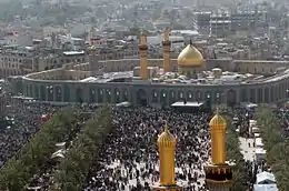 Imām Husayn Mosque, Mausoleum of:*Husayn ibn `Alī*‘Ali Akbar ibn Husayn*‘Ali Asghar ibn Husayn*Habīb ibn Madhāhir*All the martyrs of Karbalā*Ibrāhīm ibn Musā al-Kādhim( Karbalā )