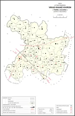 Map showing Husainabad (#565) in Khiron CD block