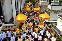 Image 37A Buddhist celebration at a Buddhist temple. (from Culture of Cambodia)