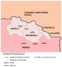 Image 2Kurdish autonomous states in Khurasani Kurdish exclave circa 1835. (from History of the Kurds)