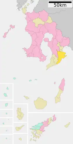 Location of Kimotsuki in Kagoshima Prefecture