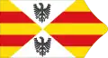 Naval flag of the Kingdom of Sicily (after Guillem Soler c. 1380), inheriting the per saltire division from the royal coat of arms.