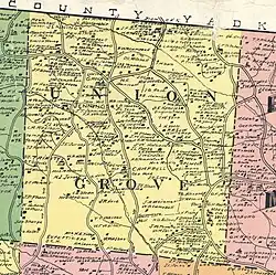 Williamsburg was in the southeast corner of Union Grove Township (1917 map)