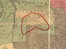 map showing Kiowa tribal lands - 1850s